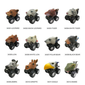 Wild animal car toy pull back truck toy friction animal vehicles.