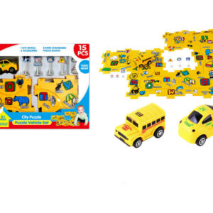 Puzzle block vehicle track car B/O toy