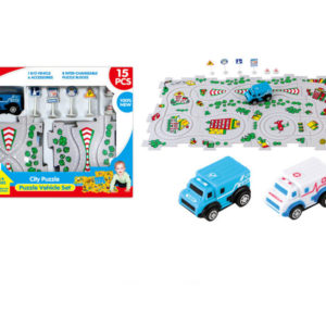 Puzzle block vehicle track car B/O toy