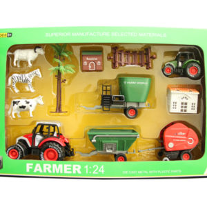 Metal car set farmer car toy pull back car with light and music