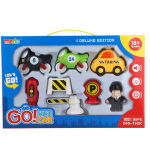 Cartoon toy car friction vehicle toy set with light and music