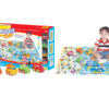 Engineering toy cartoon vehicle toy set with carpet