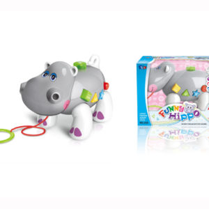 B/O hippo toy pull-push animal toy cartoon hippo with music