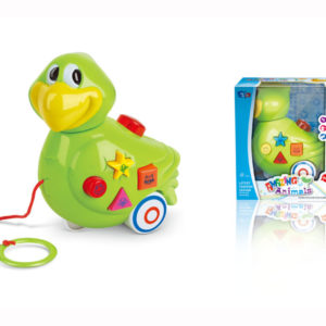 B/O pull-push parrot cartoon animals with music musical toy