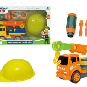 excavator truck toy with helmet assembly kit take a part vehicle