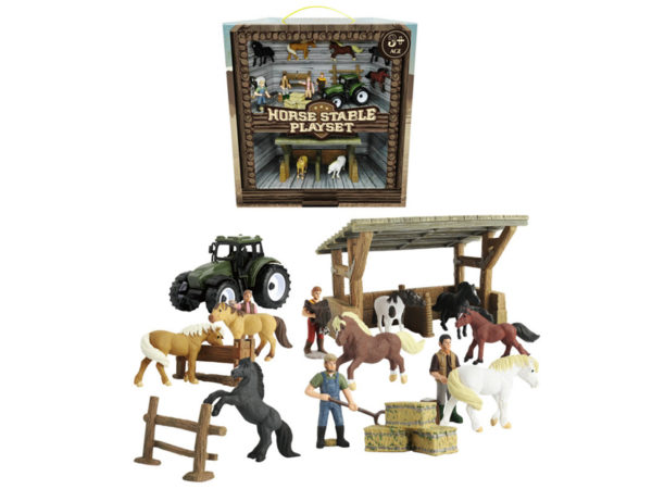 horse stable playset horse toy mini figures