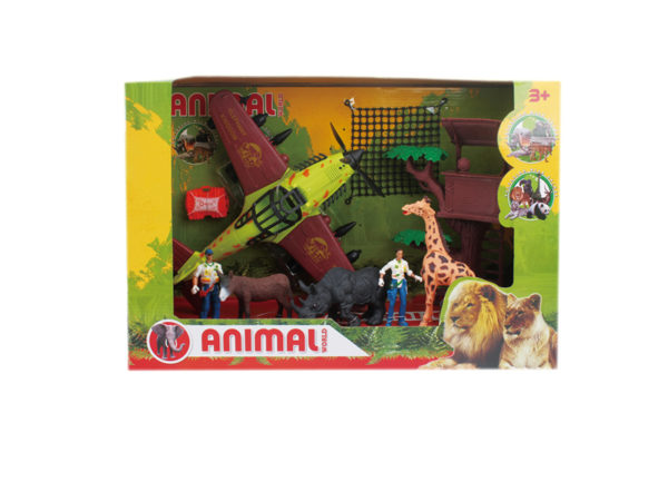 animal rescue set with plane toys wild playset giraffe