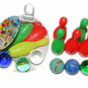 Bowling set toy glass marbles bowling game with glass marbles