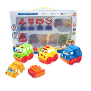 Block car cartoon vehicle friction power toy