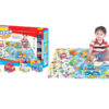 City vehicle cartoon car toy set with carpet